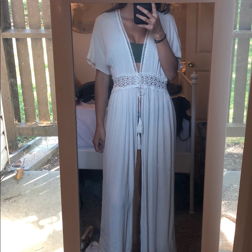 white maxi cover up